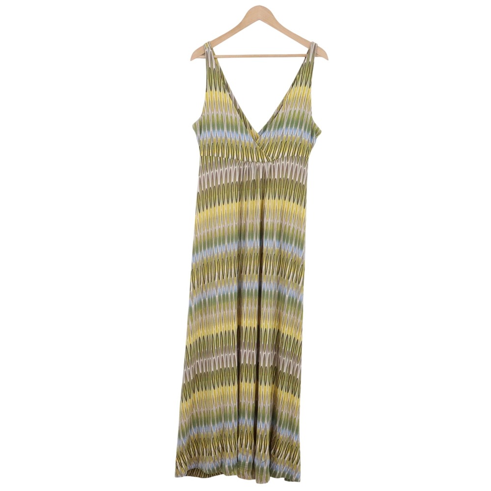 New York & Company Maxi Dress Womens M Geometric Green Sleeveless Excellent